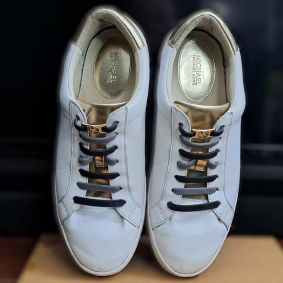 Michael Kors Genuine Leather Sneaker w/ No-Tie Elastic Shoelaces Accents - Picture 2 of 11